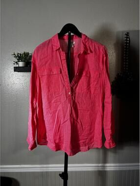 Old Navy Women's Long Sleeve Button-Up Shirt Medium Pink